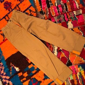 Zara high waist camel pants with neon cuff
